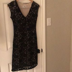 Black lace & nude cocktail dress